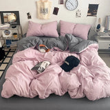 Yeknu  new class A can sleep naked washed cotton solid color sheets student dormitory simple double-spell four-piece bedding
