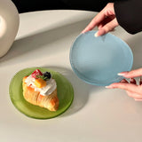 Yeknu  Cute Korean Style Small Checkered Mini Glass Plate Dessert Cake Fruit Plate Tray Colorful Retro Bread Cakes Fruits Bowl Plate
