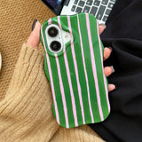 Yeknu  Summer Dopamine Vertical Stripes Phone Case For iPhone 16 15 14 13 12 Pro Max Cases Wave Shape Shockproof Back Cover
