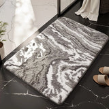 Yeknu  Tufting Marble Pattern Bathroom Mat Soft Tufted Bedroom Carpet Bedside Rug Bedroom Floor Anti Slip Tidy Pad Aesthetic Home Decor