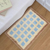 Yeknu  Cute Plaid Soft Tufted Carpet Ant-slip Rug Floor Mats Bathroom Absorbent Bathroom floor mat plush carpet toilet non-slip