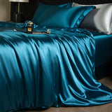Yeknu  Luxury Mulberry Silk Duvet Cover Set High End Satin Solid Color Quilt Cover and Pillowcases Soft Silky King Size Comforter Cover