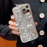 Yeknu  Luxury Plating 3D Butterfly Star Phone Case For iPhone 12 13 14 11 15 Pro Max X XR TPU Glitter Cover For iPhone 14Pro 13 Pro Max