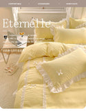 Yeknu Korean Princess Style Bedding Sets Ins Lace Bowknot Duvet Cover Fitted Sheet For Girl Woman Home Bedroom Kawaii Bed Linens
