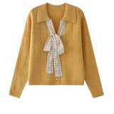 Yeknu  Autumn Winter New Chic Drawstring Bow V-neck Pullovers Women Clothing Elegant All-match Long Sleeve Knit Top Lady Solid Sweaters