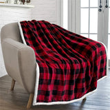 Yeknu Winter Soft Fleece Throw Blanket for Sofa Chair Nap Plush Sherpa Snowflake Bedspread Red Plaid Christmas Warm Flannel Blanket