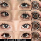 Yeknu  1 Pair Myopia Eye Color Lens with Diopters Black Lenses Natural Gray Color Contact Lenses Big Eye Fashion Eye Lenses