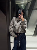 Yeknu  Casual Plaid Women's Short Coat Long Sleeve Stand Collar Pocket Female Coats Autumn Winter Fit Zipper Lady Jackets New