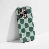 Yeknu  Fashion Green Plaid Phone Case for IPhone 17 16 15 14 13 12 11 X XS XR XSMAX 7 8 Air Pro Max Plus Luxury Double-layer Back Cover