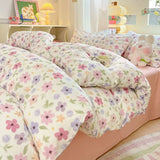 Yeknu  Ultra-Soft Wrinkle Gauze Washed Cotton Bedding Set: Ins Printed Duvet Cover, Sheets | 3/4 Pcs for Dorm & Home