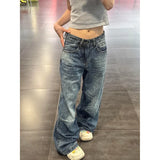 Yeknu  Vintage Blue Y2k Boyfriend Ripped Jeans Women Harajuku Baggy Denim Trouser Japanese Style Oversize Jean Long Pants Clothes