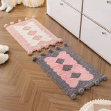 Yeknu  Lovely Cotton Bedroom Rug Soft Handmade Pompom Bathroom Mat Carpet Long Bedside Decorative Tidy Pad Aesthetic Home Room Decor