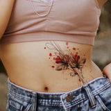 Yeknu  Red Flower Waterproof Temporary Tattoo for Waist and Arm, Long-Lasting, Realistic Fake Tattoo for Men and Women