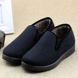 Yeknu  Thickened Fleece Lined Winter Beijing Cloth Shoes Men's Climbing Work Shoes Warm Old Age One Step Slip-On Non-Slip Rubber Sole