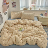 Yeknu 100% Cotton Bedding Set Cartoon Cute Animals Duvet Cover Set Bed Linen Flat Sheets Set 2 Pillowcases Single Double Queen Size