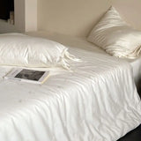 Yeknu High-end Cherries Jacquard Tribute Satin Bedding Set 100% Cotton Skin-friendly Duvet Cover Set Soft Quilt Cover and Pillowcases