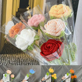 Yeknu 1PC Knited Flower Rose Tulips Daisy Fake Flowers Bouquet Wedding Party Decoration Hand Knitted Creative Flower Bouquet Gift