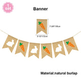 Yeknu  Easte Bunny Burlap Baner Cute Rabbit Carrot Hanging Garland Happy Easter Holiday Party Home Fireplace Wall Decorations Supplies