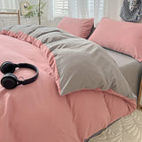Yeknu  Waffle Washed Cotton Four Piece Set, Non All Cotton Bedding, Pure Cotton Bedding, Student Dormitory Bed Sheets Duvet Cover Set