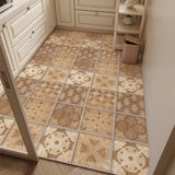 Yeknu  Retro Plaid Kitchen Floor Mat Oil-proof Waterproof PVC Leather Carpet Fashionable Home Decoration Free-cut Balcony Rugs Alfombra