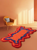 Yeknu 70s Retro Psychedelic Groovy Tufted Rug for Living Room Bedroom Fluffy Red Trippy Abstract  Area Rug Home Decor Bathroom Mat