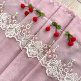 Yeknu  Pink Exquisite Short Curtain Adorned with Delicate Cherry Elegant Lace Edging Curtains for Charming Home Decor for Bedroom