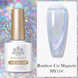 Yeknu  Gold Reflective Moonlight Gel Nail Polish Cat Magnetic Aurora Spar Glitter Semi-Permanant Varnish Nail Art Magnetic