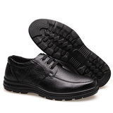 Yeknu Leather Shoes Flat Mens Casual Shoes Cowhide Business Brand Male Footwear Soft Comfortable Black