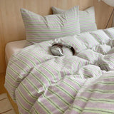 Yeknu  Single Double Exquisite Stripe 1Duvet cover+2Pillowcases 100%Cotton Experience Hotel-Like Comfort with Unparalleled Softness