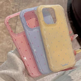 Yeknu Luxury Ins Candy Color Polka Dot Phone Case for iPhone 12 13 14 15 16 Pro Max 16Pro Wave Point Soft Silicone Ultra Slim Cover