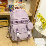 2 Piece Fashion Cute Student School Bag Casual Large Capacity Waterproof Backpack Woman Book Bag Girl