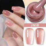 Yeknu  10ml Jelly Nude Gel Nail Polish Crystal Translucent Coffee Soak Off Semi-Permanent Varnish Base Top Coat Manicure