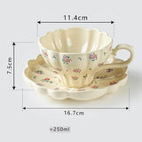 Yeknu  European Style Retro Ceramic Floral Pattern Coffee Cup Plate Creative Mark Water Cup Home Restaurant Decor English Afternoon Tea