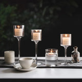 Yeknu  Glass Candlestick European Romantic Candlelight Dinner High Foot Wedding Birthday Restaurant Water Floating Candle Cup