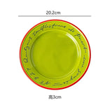 Yeknu Korean Retro French Letter Ceramic Disc Graffiti Dessert Breakfast Pasta Creative Kitchen Supplies Food Photography Plate