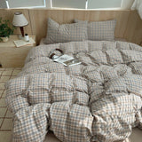 Yeknu Nordic Ins Bedding Set Pure Cotton Duvet Cover Set Skin-Friendly Single Twin Full Queen Size Flat&Fitted Sheets Bed Sheets Set