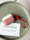Yeknu  Niche Ins Minimalist Red Striped Polka Dot Suitable For Airpods Pro2 Lanyard Headphone Case