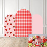 Yeknu  Custom 2-Sided Strawberries Berry First Birthday Party Baby Shower Covers Chiara Arch Background Decor Backdrop Photo