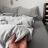 Yeknu  Ins Nordic Bedding Set Plaid Striped Duvet Cover Set Soft Flat Sheets Set 2 Pillowcases Single Twin Full Queen Size Simple Style