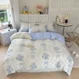 Yeknu  Printing Floral Bedding Set Soft Ins Single Double Queen Size Duvet Cover Flat Sheet Pillowcase Girls Home Totel Bed Linens