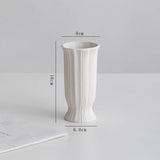 Yeknu  Nordic Style Wide Mouth Ceramic Flower Vase White Dry Flower  Flower Decoration Living Room Entrance Study Table Decoration
