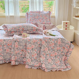 Yeknu  Towel Embroidery Washed Cotton Bedding Sets Ultra Soft Skin-Friendly Cotton Bed Sheet Set Cartoon Bedclothes for King Queen Size