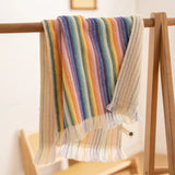 Yeknu  Rainbow Color 3D Striped Cotton Towel Super Soft Combed Cotton Towel Fresh Skin-friendly Face Towel Sbsorbent Bath Towels