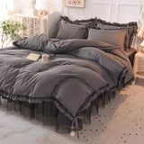 Yeknu  Comfotable Princess Bedding Sets Luxury Bed Skirt Sheet Pillowcase Cute Girl Duvet Cover 4 Pcs Bedding Set Bedroom Decoration