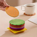 Yeknu  8pcs/set Burger Shape Coaster Creative Cup Pad Silicone Insulation Mat Mug Holder Kitchen Dining Bar Table Decorations Kids Gift