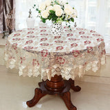 Yeknu  New Lace Tablecloth Pastoral round tablecloth Dining table cloths Home Embroidery table cover rose gold decoration house towel