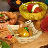 Yeknu  Korean Style Colorful Square Bowl  Retro Checkered Pattern Glass Heat-resistant material Dish Dipping Material Small Dish