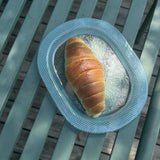 Yeknu  Creative Color Checkered Breakfast Steak Oval Dish Plate  Handmade Glass Plate Retro Checkered Flat Plate Ins style Oval Plate