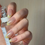 Yeknu  10pcs White Polka Dot Press on Nails Gentle Pure Nail Sweet Pearl Bow False Nails Sculpture Flower Fake Nails French Almond Nail