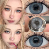 Yeknu  1 Pair High Quality Blue Lenses Colorld Contact Lenses with Degree 0.00 to- 8.00 Cosmetic Natural Eye Contacts Lenses